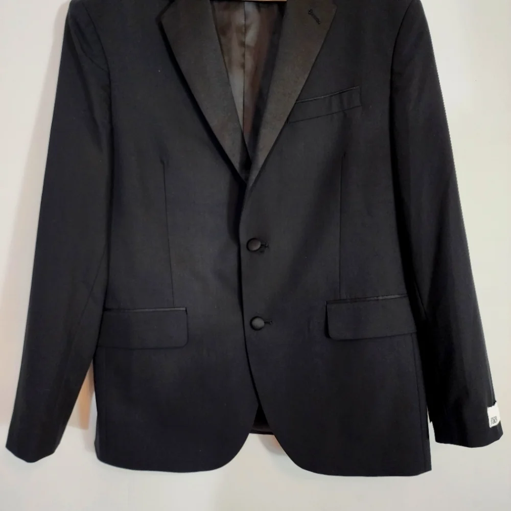 NWT Nordstrom's Rack Trim Fit Stretch Tuxedo Jacket Suit Blazer Black Size 42S